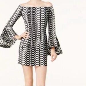 Bardot Black and White Off-Shoulder Dress